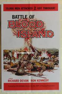 g028 BATTLE OF BLOOD ISLAND one-sheet movie poster '60 great pulpy image!