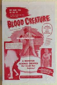 h047 TERROR IS A MAN one-sheet movie poster R64 Blood Creature, wild!