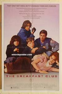 g039 BREAKFAST CLUB one-sheet movie poster '85 John Hughes, cult classic!
