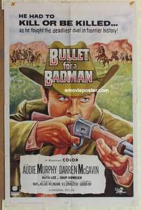 g042 BULLET FOR A BADMAN one-sheet movie poster '64 Audie Murphy w/gun!