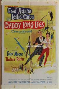g067 DADDY LONG LEGS one-sheet movie poster '55 Fred Astaire, Caron