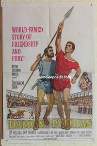 g068 DAMON & PYTHIAS one-sheet movie poster '62 Guy Williams, Italian!