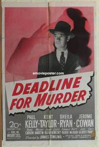 g071 DEADLINE FOR MURDER one-sheet movie poster '46 Paul Kelly, film noir!