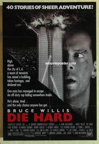 g075 DIE HARD one-sheet movie poster '88 Bruce Willis, Alan Rickman