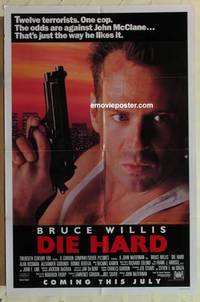 g076 DIE HARD advance one-sheet movie poster '88 Bruce Willis, Alan Rickman