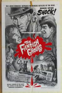g437 MANIA one-sheet movie poster R65 Peter Cushing, Fiendish Ghouls!