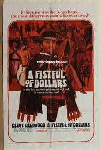 g127 FISTFUL OF DOLLARS one-sheet movie poster '67 Clint Eastwood