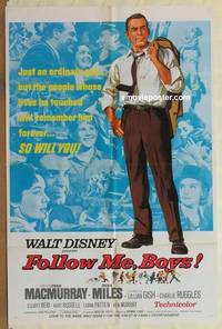 g132 FOLLOW ME BOYS one-sheet movie poster '66 Boy Scouts, Walt Disney