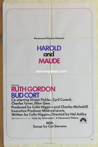 g165 HAROLD & MAUDE one-sheet movie poster '71 Ruth Gordon, Bud Cort