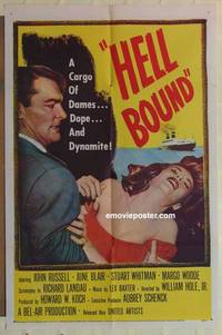 g168 HELL BOUND one-sheet movie poster '57 dames, dope, and dynamite!
