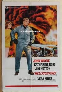 g169 HELLFIGHTERS one-sheet movie poster '69 John Wayne, Katharine Ross