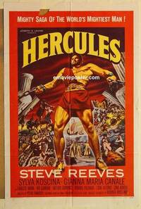 g171 HERCULES one-sheet movie poster '59 mightiest man Steve Reeves!