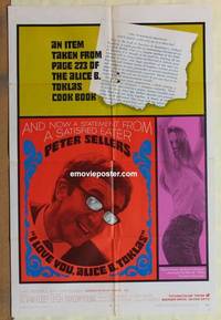 g189 I LOVE YOU ALICE B TOKLAS one-sheet movie poster '68 Sellers, drugs!
