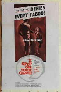 g192 I SPIT ON YOUR GRAVE one-sheet movie poster '63 interracial love