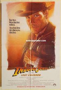 g196 INDIANA JONES & THE LAST CRUSADE advance one-sheet movie poster '89 Ford