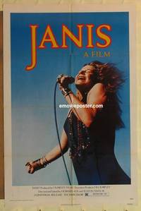 g205 JANIS one-sheet movie poster '75 great Joplin image, rock 'n' roll!