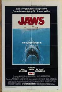 g207 JAWS one-sheet movie poster '75 Steven Spielberg classic shark!