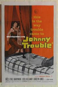 g225 JOHNNY TROUBLE one-sheet movie poster '57 Barrymore, girl trouble!
