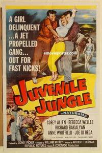 g247 JUVENILE JUNGLE one-sheet movie poster '58 jet propelled gang!