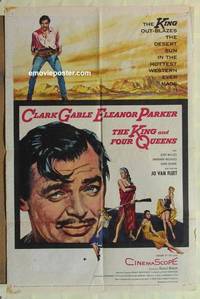 g269 KING & 4 QUEENS one-sheet movie poster '57 Clark Gable, Eleanor Parker