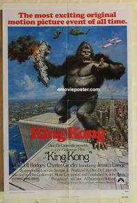 g270 KING KONG one-sheet movie poster '76 BIG Ape, Jessica Lange