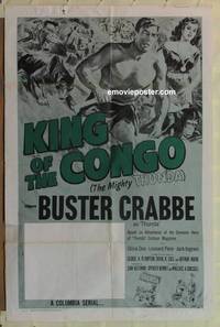 g274 KING OF THE CONGO one-sheet movie poster R60 Buster Crabbe serial!