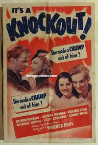 g286 KNOCKOUT one-sheet movie poster '41 boxing Arthur Kennedy!