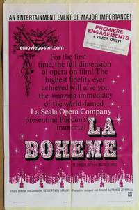 g290 LA BOHEME one-sheet movie poster '65 Franco Zeffirelli, Puccini