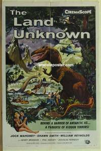 g300 LAND UNKNOWN one-sheet movie poster '57 cool Ken Sawyer dinosaur art!