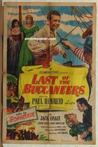 g311 LAST OF THE BUCCANEERS one-sheet movie poster '50 Paul Henreid, Oakie