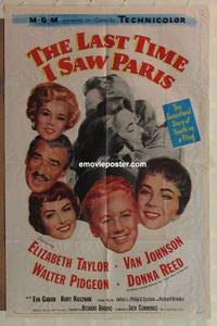 g316 LAST TIME I SAW PARIS one-sheet movie poster '54 Elizabeth Taylor