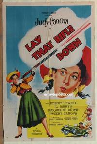 g326 LAY THAT RIFLE DOWN one-sheet movie poster '55 Judy Canova w/gun!