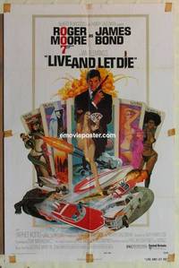 g361 LIVE & LET DIE one-sheet movie poster '73 Roger Moore as James Bond!