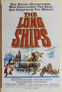 g372 LONG SHIPS one-sheet movie poster '64 Widmark, Mighty Vikings!