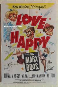 g383 LOVE HAPPY one-sheet movie poster '49 Marx Brothers and sexy girls!