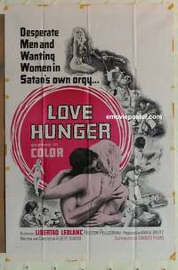 g384 LOVE HUNGER one-sheet movie poster '65 wanting women in Satan's orgy!