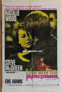 g390 LOVE WITH THE PROPER STRANGER one-sheet movie poster '64 McQueen