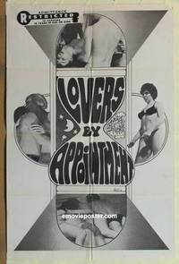 g397 LOVERS BY APPOINTMENT one-sheet movie poster '70 odd hourglass design!
