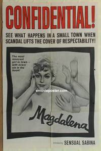 g414 MAGDALENA one-sheet movie poster '60 most innocent Sensual Sabin!