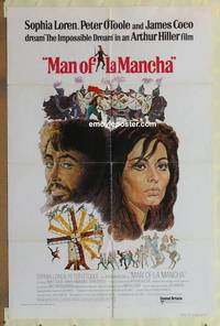 g429 MAN OF LA MANCHA int'l one-sheet movie poster '72 Peter O'Toole, Loren
