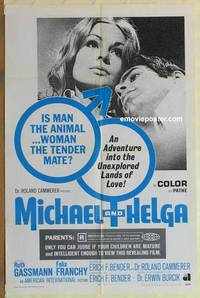 g465 MICHAEL & HELGA one-sheet movie poster '68 unexplored land of love!