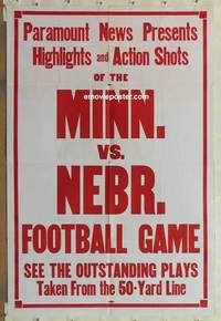 g660 PARAMOUNT NEWS one-sheet movie poster c40s MN vs NB football game!
