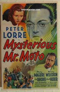 g535 MYSTERIOUS MR MOTO one-sheet movie poster '38 Asian Peter Lorre!