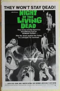 g571 NIGHT OF THE LIVING DEAD one-sheet movie poster '68 classic!
