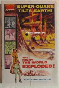 g575 NIGHT THE WORLD EXPLODED one-sheet movie poster '57 Kathryn Grant