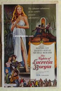 g580 NIGHTS OF LUCRETIA BORGIA one-sheet movie poster '60 Belinda Lee