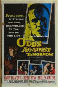 g596 ODDS AGAINST TOMORROW one-sheet movie poster '59 Harry Belafonte, Wise