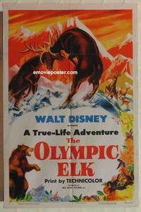 g607 OLYMPIC ELK one-sheet movie poster '52 Disney True-Life Adventure!