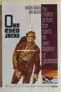 g614 ONE EYED JACKS one-sheet movie poster '61 Brando directed & starred!