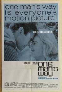 g618 ONE MAN'S WAY one-sheet movie poster '64 Norman Vincent Peale bio!